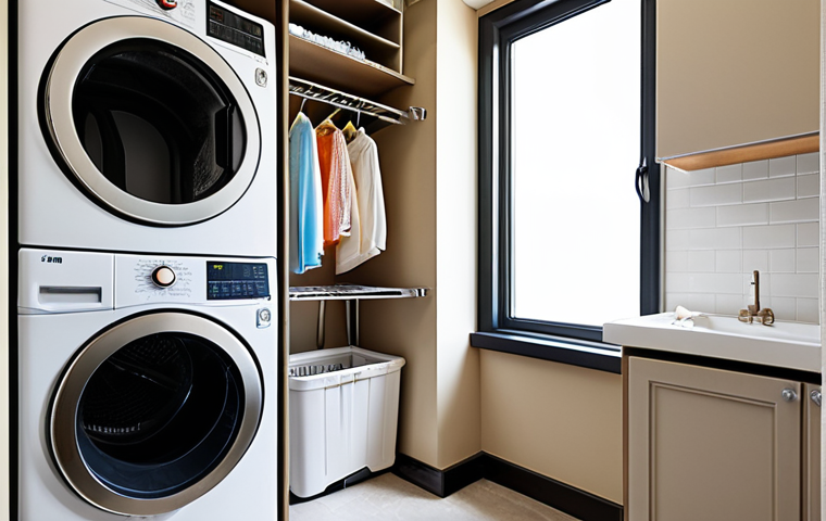 **Prompt:** A well-ventilated laundry room with a modern dryer. The dryer has at least 10 centimeters of space around it. A level is on top of the dryer showing that it is perfectly leveled. Natural daylight, clean and organized setting, demonstrating proper dryer placement. Focus on good ventilation and stable positioning.
